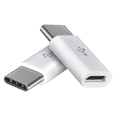 Bild av EMOS Micro USB till C adapter 2,0, 480 Mbit/s reduceringsenhet/2 x reduktion, kontakt typ mikro B uttag för snabbladdning och dataöverföring, 2 stycken, SM7023, vit