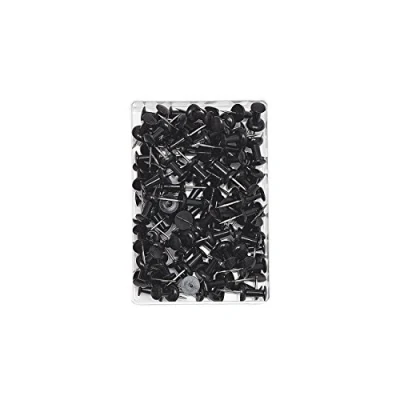 Bild av Wedo Pins Diabolo formad längd 2,3 cm huvuddiameter 9 mm stiftlängd 1,1 förpackning med 254 genomskinlig låda svart 54201