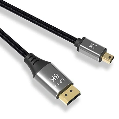 Bild av YIWENTEC 1 m 3,3 fot Mini DP till DisplayPort kabel 8K (7680 x 4320) @60 Hz 4K @144 1.4 tvåriktad överföring (1 m)