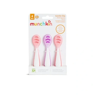 Bild av Munchkin Gentle Dip Multistage First Spoons Weaning for Babies 4+ Months Ideal Baby Led Ergonomic Design BPA Free Pink &amp; Purple 3 Pack