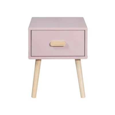 Bild av Rebecca Mobili Barnsängbord, barnmöbler, rosa brun, MDF furu, med 1 låda guider, platsbesparande Mått HxBxD: 44 x 35 cm Art. RE6977