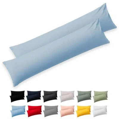 Bild av Blumtal Kuddfodral för sidosovare 40 x 145 (set med 2 Kuddfodral) Blå 100% Bomull, Oeko Tex certifierad, kuddar sidosovare, blixtlås