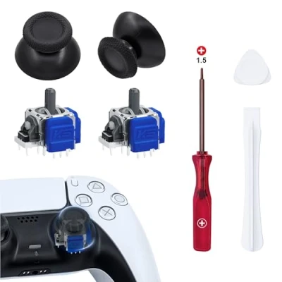 Bild av Mcbazel TMR elektromagnetiska joystick ersättningsverktyg för PS5 kontroll, ersättningstillbehör DualSense/DualSense Edge Controller, 3D analog tumspaksskydd PlayStation Controller