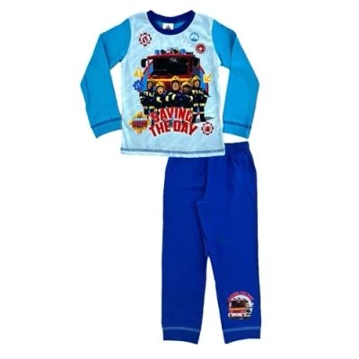 Bild av Brandman Sam barnpyjamas lek 18 månader 5 år, pyjamas nattkläder, BLÅ, 2 3 Years