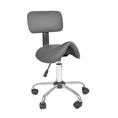 Bild av Mingone Sadelpall med ryggstöd, snurrpall, arbetsstol, ergonomisk kontorspall hjul, sadelstol, 360 pall, justerbar grå