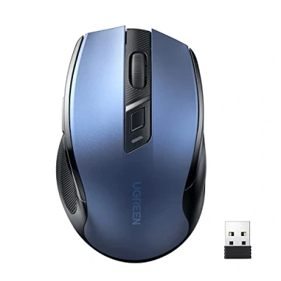 Bild av UGREEN Ergonomisk Trådlös Mus med USB Mottagare 2.4GHz Silent Click 4000 DPI Justerbar Mus, Kompatibel PC, Surfplatta, Bärbar Dator, Windows, MacOS, Linux. (Blå)