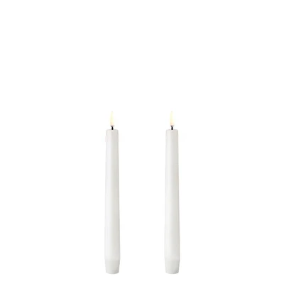 Bild av UYUNI Belysning Flamlöst koniskt LED ljus batteridrivet falskt med flimrande 3D flamma, nordisk vit, 2,3 x 20 cm (förpackning 2)