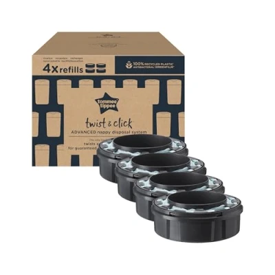 Bild av Tommee Tippee Twist and Click Advanced blöjfack original påfyllningskassetter, exklusivt paket med 4, för enkel påfyllning och bra värde (paketet kan variera)