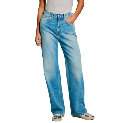 Bild av Pepe JEANS dam RAIGHT UHW jeans, Blå (denim Ms7), 26W/28L, 26W x 28L