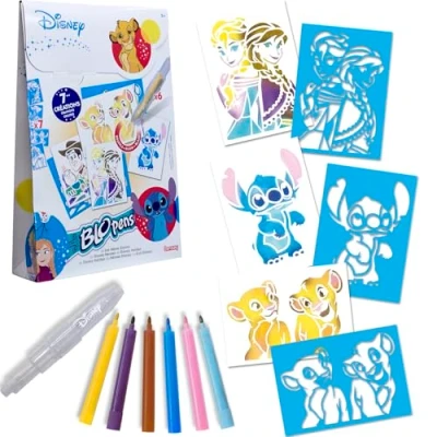 Bild av Lansay DISNEY DJURBLOPENS ritningar för barn från 5 år 6 Blopens färgpennor + 7 återanvändbara schabloner (Bambi eller Simba) manuell aktivitet presentidé