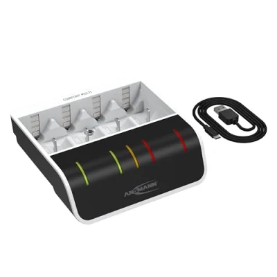 Bild av ANSMANN batteriladdare för 4x NiMH AA/AAA/C/D + 1x 9V blockbatterier automatisk med Perfect 7 laddningsteknik Reparationsläge uppladdningsbara batterier