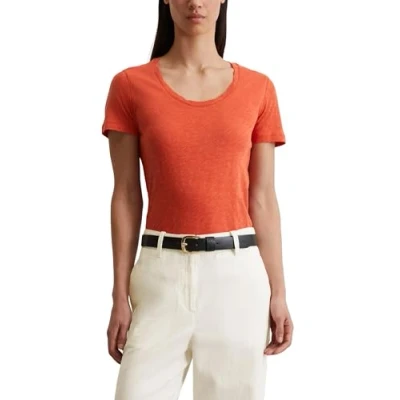 Bild av Marc O&#039;Polo DEEP Round NECK Twisted Tshirt bas, Storlek: XXS, Burnt red