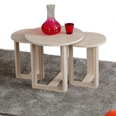 Bild av Satsbord Ubbeboda 52 cm Runt 3 Bord Beige