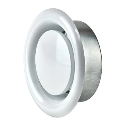 Bild av Steinberg14 vit 125 mm luftavgasventil 12,7 cm (5 tum) utsugningsfläkt rund justerbar luftventil badrumsdiffusor väggventilationsgaller i takmetall