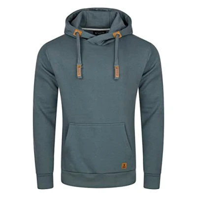 Bild av riverso Hoodie herr regular fit RIVNiklas huvtröja tröja cross over krage grå brun grön röd blå svart beige S M L XL XXL 3XL 4XL 5XL, Turbid blå,