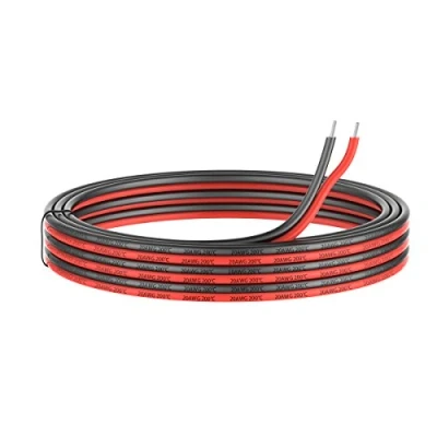 Bild av 20 AWG 0,52 mm² elektrisk tråd 2 ledare parallell silikontråd meter [Svart 10 m röd M] Gauge 200 grader C 600 V flexibel förlängningskabel sladd strängad förtennad koppartråd anslutning ledtråd