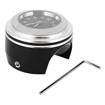 Bild av Aramox motorcykel styre klocka, modifiering montering vattentät kvarts klocka tillbehör default White Surface Black Dial