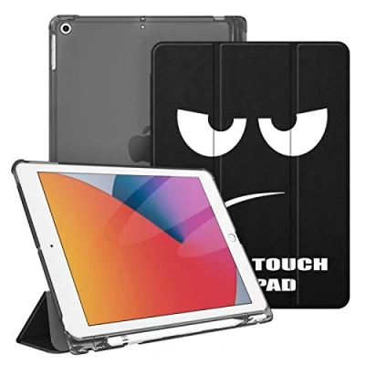 Bild av Fintie Fodral för nya iPad 10.2 tums 8th Generation 2020 /7th 2019 modeller med pennhållare ultratunt och lätt fodralställ genomskinligt frostat skydd på baksidan som stödjer automatisk uppvaknings sömnfunktion. Rör ej