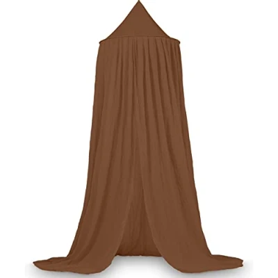 Bild av Deryan Myggnät vintage 245 cm sänghimmel insektsnät Canopy karamell