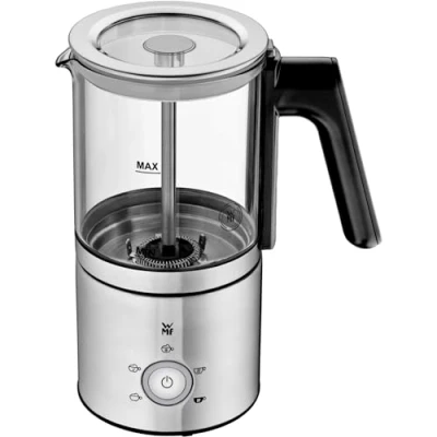 Bild av WMF Lono Glas mjölkskummare elektrisk, 150250 ml, 650 watt, frapp mixer, pekskärm, för mjölkskum varmt och kallt, varm mjölk, mjölkvärmare, kakaomaskin, choklad, matt rostfritt stål