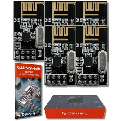 Bild av AZDelivery 3 x compatible with NRF24L01 med 2,4 GHz trådlös modul kompatibel Arduino, ESP8266, Raspberry Pi e Book