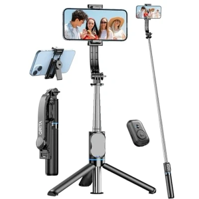 Bild av selfiepinne för iPhone, 41 tum utdragbar stativ smartphone med avtagbar telefonhållare och trådlöst fjärrkontrollstativ kompatibelt Samsung, smartphone, GoPro