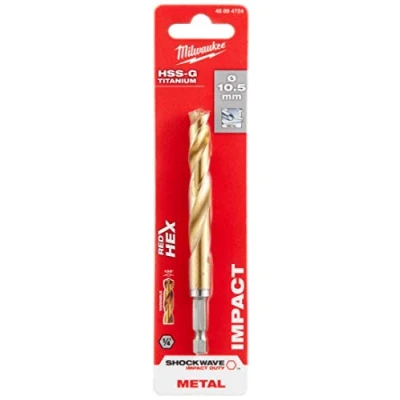 Bild av Milwaukee SHOCKWAVE Red Hex HSS G TIN Metallborr 1 pack 10,5 mm