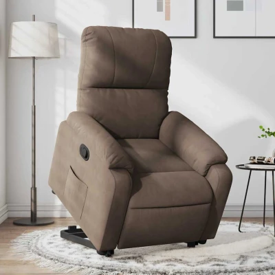 Bild av Reclinerfåtölj med uppresningshjälp brun mikrofibertyg