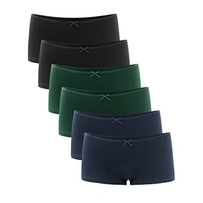 Bild av Libella® Trosor dam (6/3 pack) boxershorts kalsonger underkläder set bomull kvinnor pojkar shorts 3901, Svart x 2/marinblå 2/grön 2, XXL