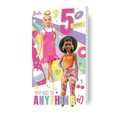 Bild av Danilo Promotions begränsad Barbie ålder 5 födelsedagskort, officiellt grattis på födelsedagen kort, multi, 23 x 12,7 cm