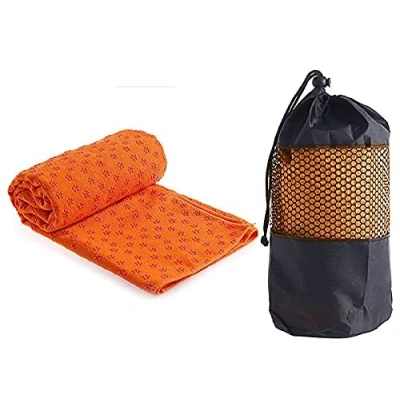 Bild av GIMIRO Ivy yogahandduk halkfri mikrofiber snabbtorkande perfekt för matta, varm yoga, 183 x 61 cm, orange