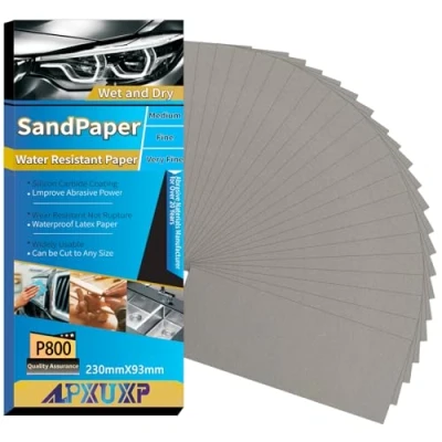 Bild av ALPXUXP Sandpapper 800 Korn 30 Stycken Vått Och Torrt Svart Slippapper,Lämplig För Slipning Polering Av Bilplåt, Fordonsljus、 Metall, Trä, Plast Andra Materia
