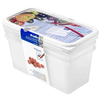 Bild av Rotho, Domino, uppsättning av 3 förvaringsburkar x 1,5 l, plast (PP) BPA fri, vit, (23,3 11,8 11,2 cm)