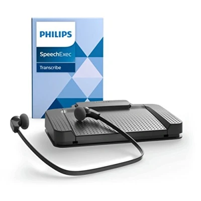 Bild av Philips LFH7177/06 Uppspelningssats, ergonomisk USB fotomkopplare ACC2330, stereo underhake hörlurar LFH0334, inkl. programvara SpeechExec Basic 2 års ABO