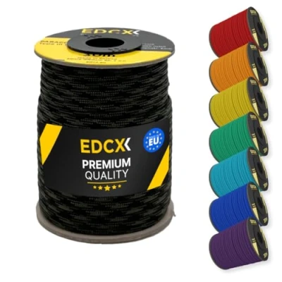 Bild av EDCX 4mm Nylon Paracord 550 30m (100 fot) Typ III, 100% nylonrep, 7 trådsrep, nylonrep i enfärgade färger (Black Forest, 30 m)
