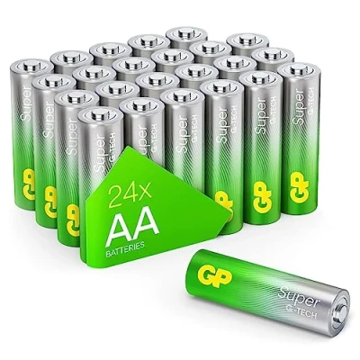 Bild av GP Super alkaliska batterier AA Mignon, LR06, 1,5 V, 24 stycken förvaringspaket, perfekt för strömförsörjning av vardagliga enheter den nya G TEch tekniken