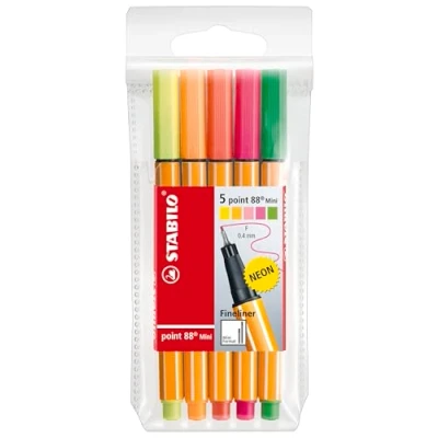 Bild av Fineliner STABILO point 88 Mini Förpackning med 5 Blandade färger