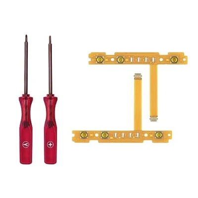 Bild av Tolesum reservdelar för SL SR vänster höger synkroniseringsknapp Ribbon Cable Set NS Switch Joy Con Controller Repair Reservdelar, med skruvmejsel öppningsverktyg