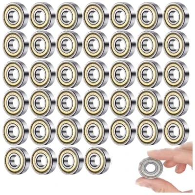 Bild av Tkxjry 40 pack 608 ZZ kullager, 8 mm x 22 7 spårkullager, metall dubbelskyddande miniatyr stycken kullager mm, för skateboard, skoter,