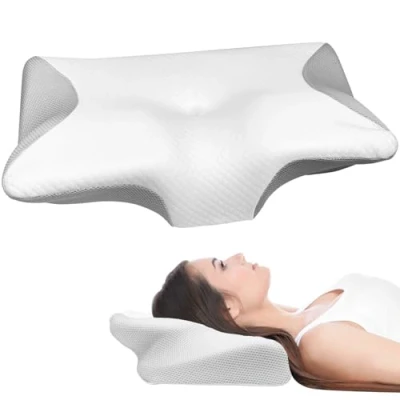 Bild av Maxentico 63 x 37 12 cm nackkudde, minnesskumkudde, ortopedisk kudde, ergonomisk kudde för de som sover på sidan, rygg eller mage