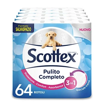Bild av Scottex Rent hygienpapper, helt utrymmesbesparande, förpackning med 64 rullar