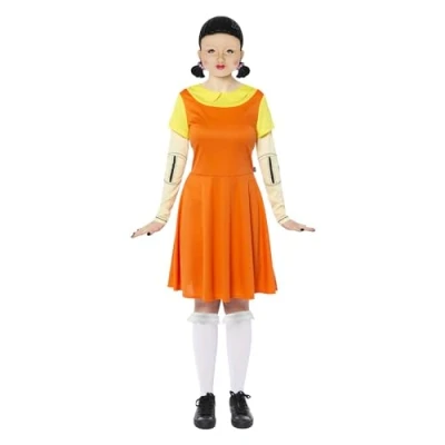 Bild av (PKT) (9915308) Vuxen kvinnor Squid Game Doll Deluxe kostym (UK 8 10)