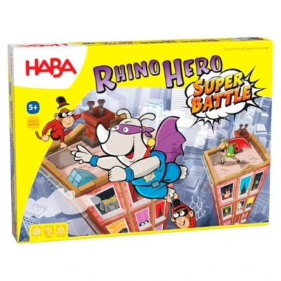 Bild av Haba 302808 Rhino Hero Super Battle, spännande 3D stapelspel för barn från 5 år, skicklighetsspel till bästsäljaren Hero, rekommenderat av årets &quot;barnspel&quot; åry