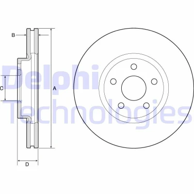 Bild av DELPHI BG4803C Disque de frein 300 28 5 ventilé revêtu non traité sans roulement roue, bague ABS FORD: S Max Mk2, Galaxy Mk3 MPV