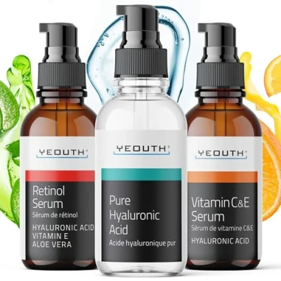 Bild av YEOUTH Retinol Serum för Ansiktet, Hyaluronsyra C Anti Aging Serum, Fuktgivande &amp; Rynkor 3 x 30 ml Hudserum Set