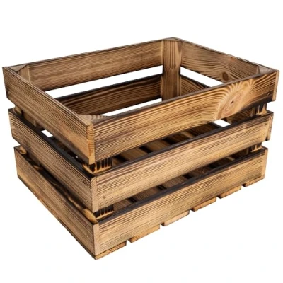 Bild av Creative Deco Trälåda med Flammor 40 x 30 23 cm Brun Bronsfärg Vintage Minnessak Kista Trä Förvaringsbox Presentask