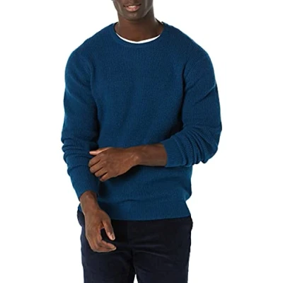 Bild av Amazon Essentials Herr långärmad mjuk beröring våffelsöm rund hals, blå, Large