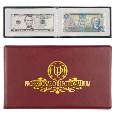 Bild av Uncle Paul Samlingsalbum med 40 fickor 20 genomskinliga blad, sedelhållare, samlartillbehör, dubbelsidiga sidor AN04RE