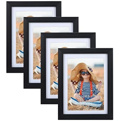 Bild av EXYGLO Set om 4 bildramar 13 x 18 cm, svart bildram för foton med passepartouts eller 15 20 bilder utan passepartouter, vägg bordsstativ