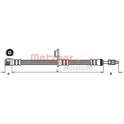 Bild av METZGER 4110749 Flexible De Frein 461 PEUGEOT: Expert II Van, Tepee, CITROËN: Jumpy MPV, FIAT: Scudo